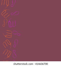 Seamless vertical  pattern of zodiac signs, doodles, object,virgo,copy space ,lions. Hand drawn.