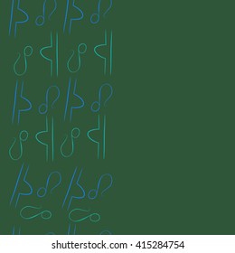 Seamless vertical pattern of zodiac signs, doodles, object,libra,lions,copy space. Hand drawn.