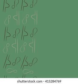 Seamless vertical pattern of zodiac signs, doodles, object,libra,lions,copy space. Hand drawn.
