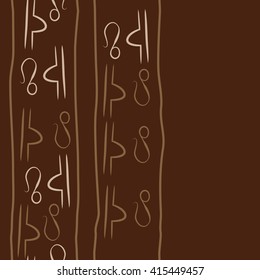Seamless vertical pattern of zodiac signs, doodles, object,libra,lions,stripes, copy space. Hand drawn.