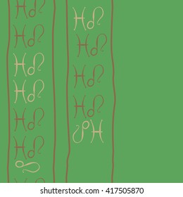 Seamless vertical pattern of zodiac signs, doodles, object,pisces,lions, stripes, copy space. Hand drawn.