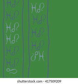 Seamless vertical pattern of zodiac signs, doodles, object,pisces,lions, stripes, copy space. Hand drawn.