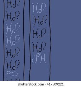 Seamless vertical pattern of zodiac signs, doodles, object,pisces,lions, stripes, copy space. Hand drawn.