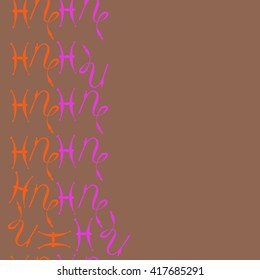 Seamless  vertical pattern of zodiac signs, doodles, object,pisces,capricorn, copy space. Hand drawn.