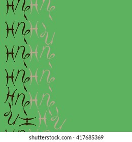 Seamless  vertical pattern of zodiac signs, doodles, object,pisces,capricorn, copy space. Hand drawn.