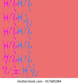 Seamless  vertical pattern of zodiac signs, doodles, object,pisces,capricorn, copy space. Hand drawn.