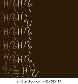 Seamless  vertical pattern of zodiac signs, doodles, object,pisces,capricorn, copy space. Hand drawn.