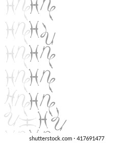 Seamless  vertical pattern of zodiac signs, doodles, object,pisces,capricorn, copy space. Hand drawn.