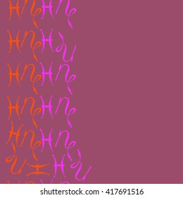 Seamless  vertical pattern of zodiac signs, doodles, object,pisces,capricorn, copy space. Hand drawn.