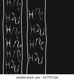 Seamless  vertical pattern of zodiac signs, doodles, object,pisces,capricorn, stripes, copy space. Hand drawn.