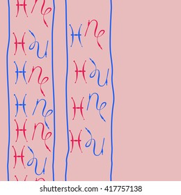 Seamless  vertical pattern of zodiac signs, doodles, object,pisces,capricorn, stripes, copy space. Hand drawn.