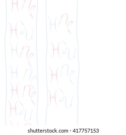 Seamless  vertical pattern of zodiac signs, doodles, object,pisces,capricorn, stripes, copy space. Hand drawn.