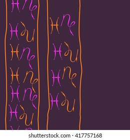 Seamless  vertical pattern of zodiac signs, doodles, object,pisces,capricorn, stripes, copy space. Hand drawn.