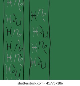 Seamless  vertical pattern of zodiac signs, doodles, object,pisces,capricorn, stripes, copy space. Hand drawn.