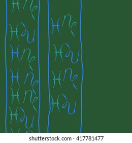 Seamless  vertical pattern of zodiac signs, doodles, object,pisces,capricorn, stripes, copy space. Hand drawn.