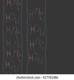 Seamless  vertical pattern of zodiac signs, doodles, object,pisces,capricorn, stripes, copy space. Hand drawn.