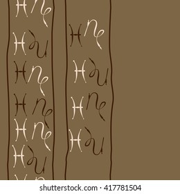 Seamless  vertical pattern of zodiac signs, doodles, object,pisces,capricorn, stripes, copy space. Hand drawn.