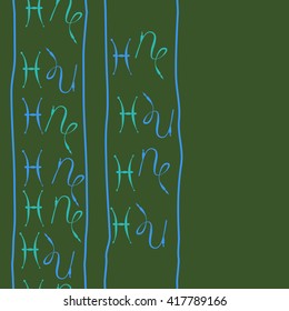 Seamless  vertical pattern of zodiac signs, doodles, object,pisces,capricorn, stripes, copy space. Hand drawn.