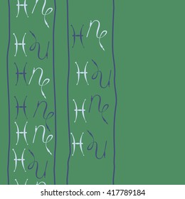 Seamless  vertical pattern of zodiac signs, doodles, object,pisces,capricorn, stripes, copy space. Hand drawn.