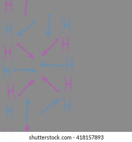 Seamless  vertical pattern of zodiac signs, doodles, object,pisces,sagittarius, copy space. Hand drawn.