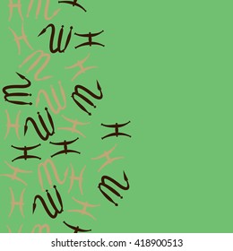 Seamless  vertical pattern of zodiac signs, doodles, object,pisces,scorpio, copy space. Hand drawn.