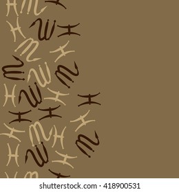 Seamless  vertical pattern of zodiac signs, doodles, object,pisces,scorpio, copy space. Hand drawn.