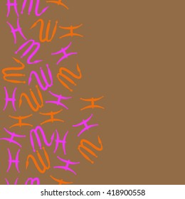 Seamless  vertical pattern of zodiac signs, doodles, object,pisces,scorpio, copy space. Hand drawn.