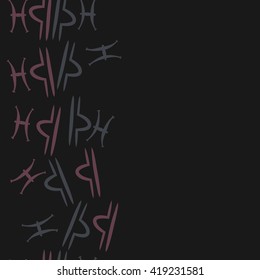 Seamless  vertical pattern of zodiac signs, doodles, object,pisces,libra, copy space. Hand drawn.