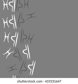 Seamless  vertical pattern of zodiac signs, doodles, object,pisces,libra, copy space. Hand drawn.
