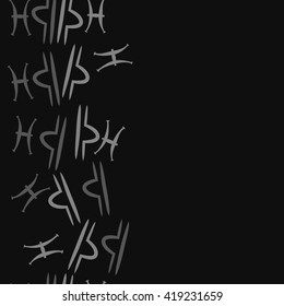 Seamless  vertical pattern of zodiac signs, doodles, object,pisces,libra, copy space. Hand drawn.