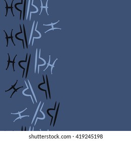 Seamless  vertical pattern of zodiac signs, doodles, object,pisces,libra, copy space. Hand drawn.
