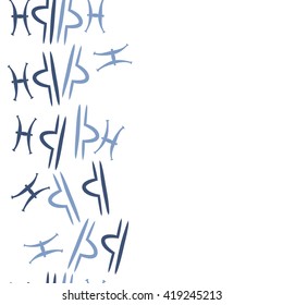 Seamless  vertical pattern of zodiac signs, doodles, object,pisces,libra, copy space. Hand drawn.