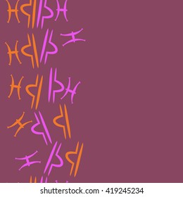 Seamless  vertical pattern of zodiac signs, doodles, object,pisces,libra, copy space. Hand drawn.