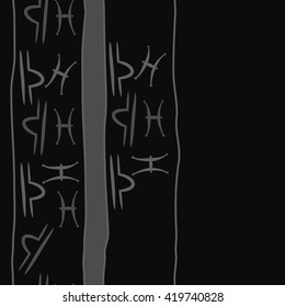Seamless vertical pattern of zodiac signs, doodles, object,pisces,libra,stripes, spot, copy space. Hand drawn.