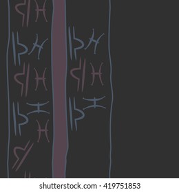 Seamless vertical pattern of zodiac signs, doodles, object,pisces,libra,stripes, spot, copy space. Hand drawn.