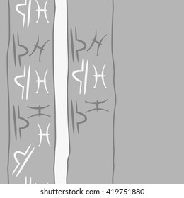 Seamless vertical pattern of zodiac signs, doodles, object,pisces,libra,stripes, spot, copy space. Hand drawn.