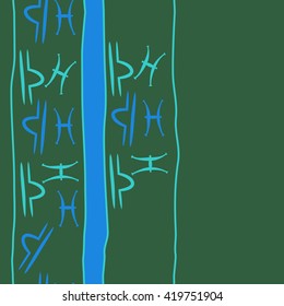 Seamless vertical pattern of zodiac signs, doodles, object,pisces,libra,stripes, spot, copy space. Hand drawn.