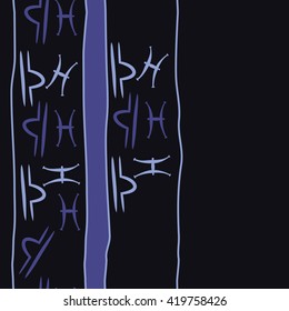 Seamless vertical pattern of zodiac signs, doodles, object,pisces,libra,stripes, spot, copy space. Hand drawn.