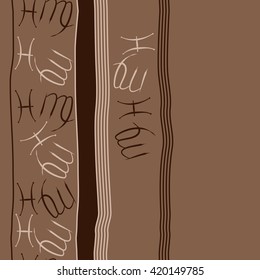 Seamless vertical pattern of zodiac signs, doodles, object,pisces,virgo,stripes, spot, copy space. Hand drawn.