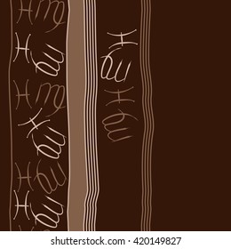 Seamless vertical pattern of zodiac signs, doodles, object,pisces,virgo,stripes, spot, copy space. Hand drawn.