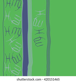 Seamless vertical pattern of zodiac signs, doodles, object,pisces,virgo,stripes, spot, copy space. Hand drawn.