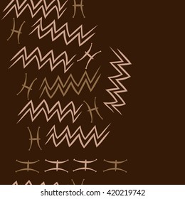 Seamless vertical pattern of zodiac signs, doodles, object,pisces,aquarius, copy space. Hand drawn.