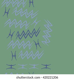 Seamless vertical pattern of zodiac signs, doodles, object,pisces,aquarius, copy space. Hand drawn.