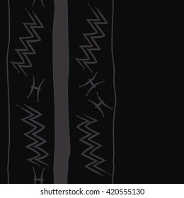 Seamless vertical pattern  of zodiac signs, doodles, object,pisces,aquarius, stripes, spot, copy space. Hand drawn.