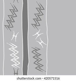 Seamless vertical pattern  of zodiac signs, doodles, object,pisces,aquarius, stripes, spot, copy space. Hand drawn.