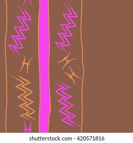 Seamless vertical pattern  of zodiac signs, doodles, object,pisces,aquarius, stripes, spot, copy space. Hand drawn.