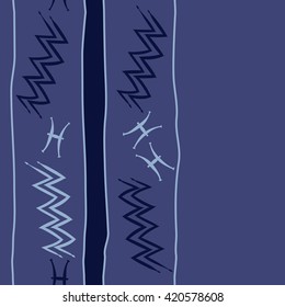 Seamless vertical pattern  of zodiac signs, doodles, object,pisces,aquarius, stripes, spot, copy space. Hand drawn.