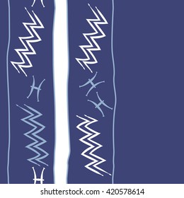Seamless vertical pattern  of zodiac signs, doodles, object,pisces,aquarius, stripes, spot, copy space. Hand drawn.