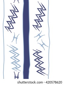 Seamless vertical pattern  of zodiac signs, doodles, object,pisces,aquarius, stripes, spot, copy space. Hand drawn.