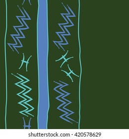 Seamless vertical pattern  of zodiac signs, doodles, object,pisces,aquarius, stripes, spot, copy space. Hand drawn.